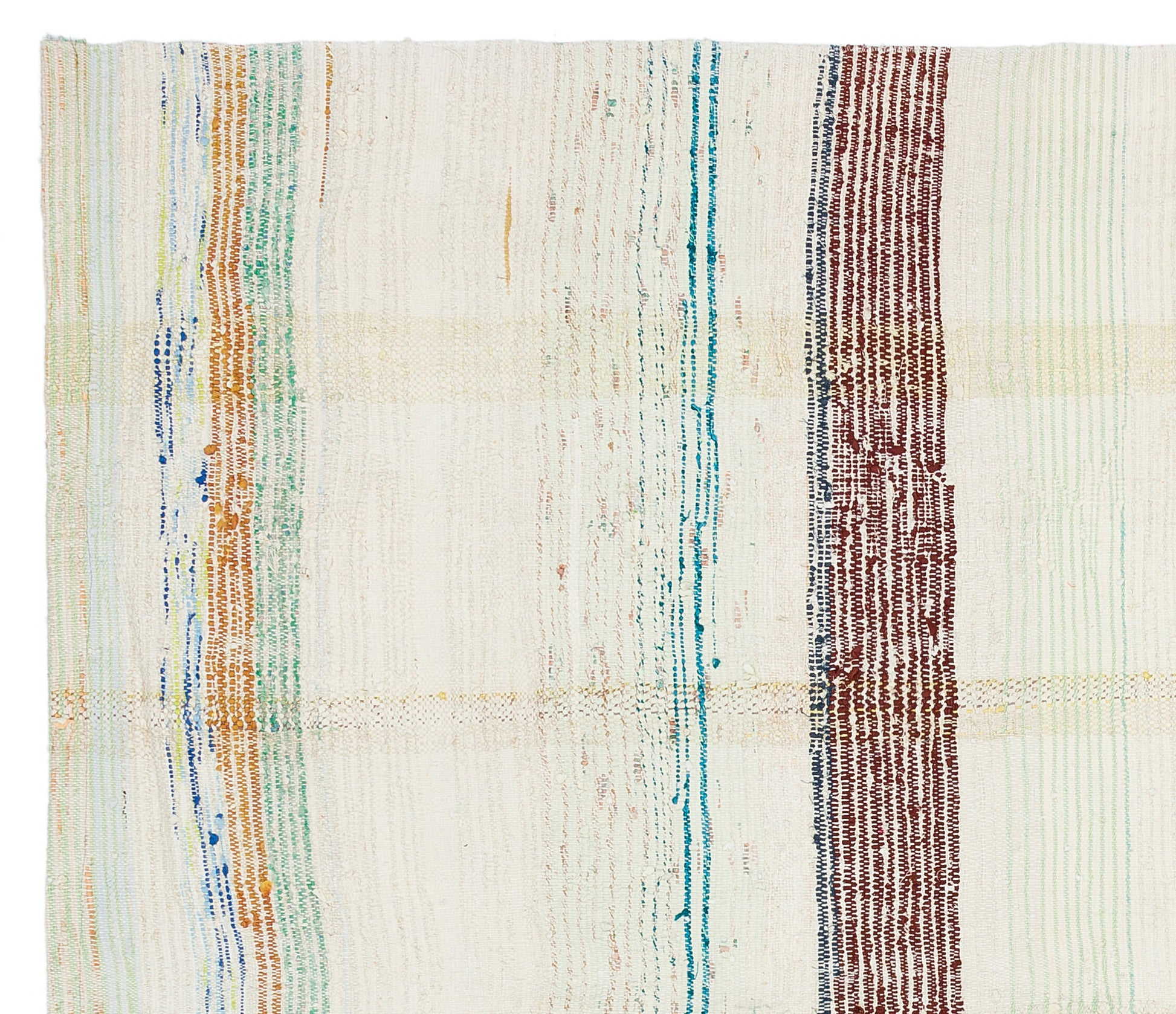 Girit Bej Çizgili Yün El Dokuma Halısı 173 x 201 Apex Unique