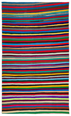 Girit Bej Çizgili Yün El Dokuma Halısı 206 x 348 Apex Unique