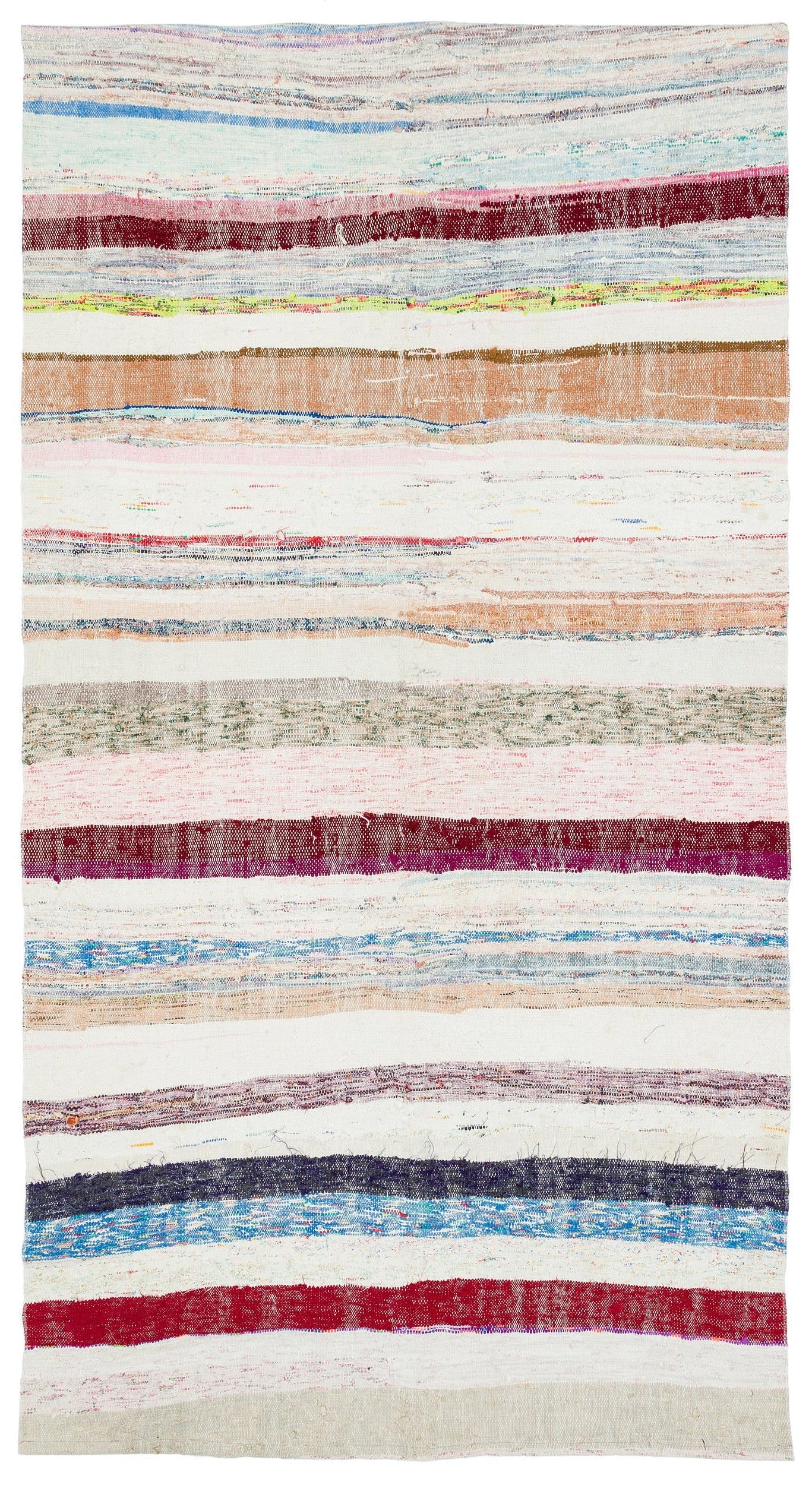 Girit Bej Çizgili Yün El Dokuma Halısı 145 x 270 Apex Unique