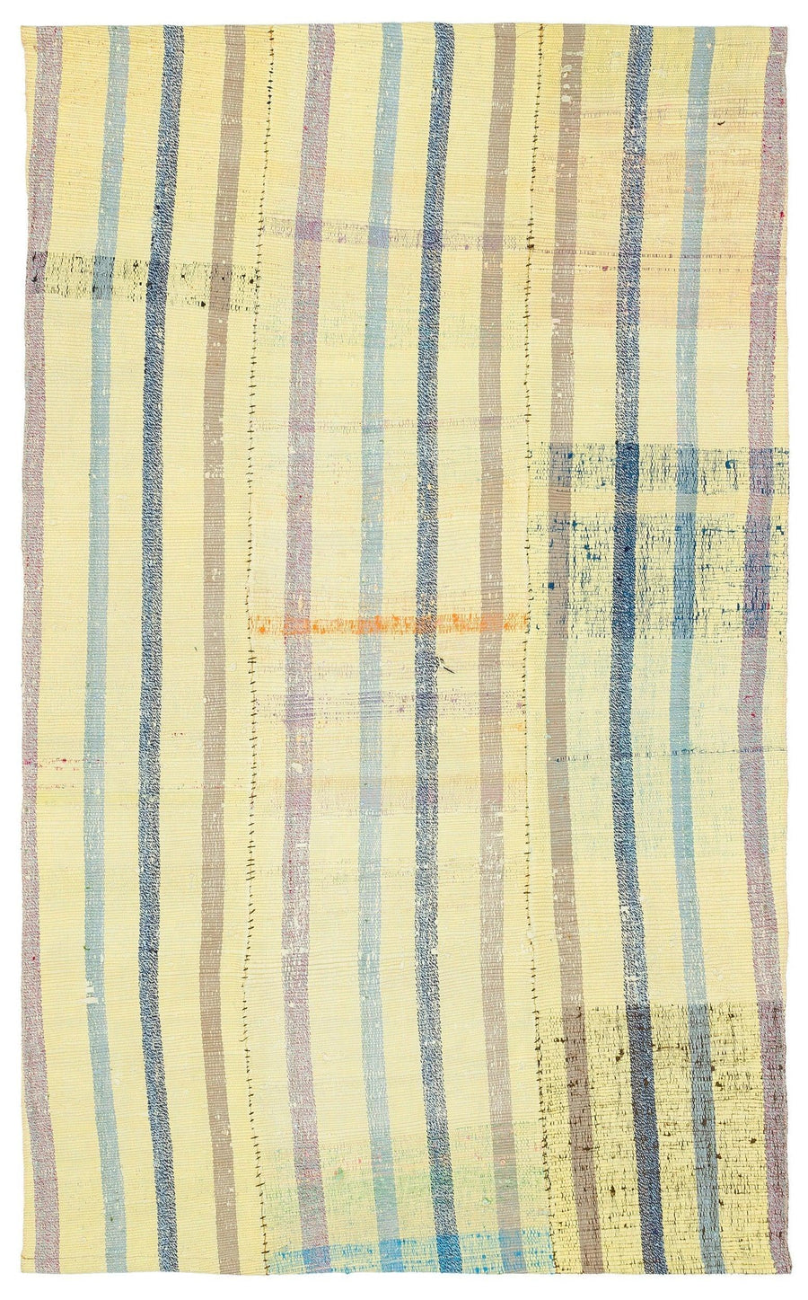 Cream and Blue Striped Flatweave Kilim Rug 127x205 cm (4'2" x 6'9") – in the hallway