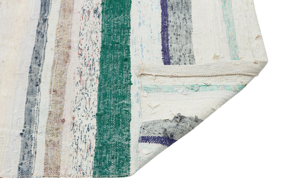 Bej Anadolu Bohem Çizgili Yün Halı 192x178 - Özel Seri