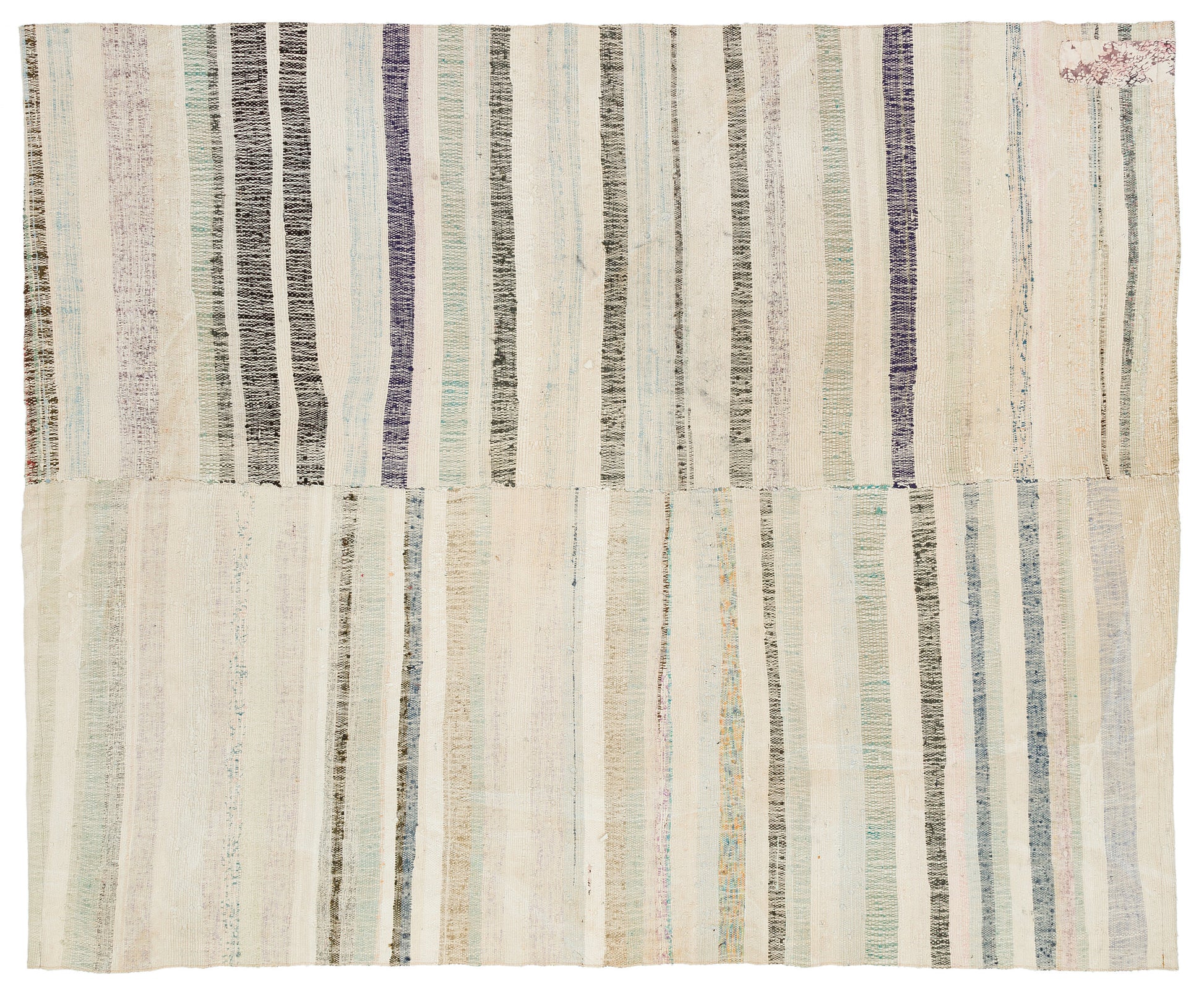 Girit Bej Çizgili Yün El Dokuma Halısı 191 x 228 Apex Unique