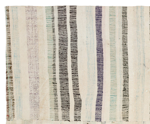 Girit Bej Çizgili Yün El Dokuma Halısı 191 x 228 Apex Unique