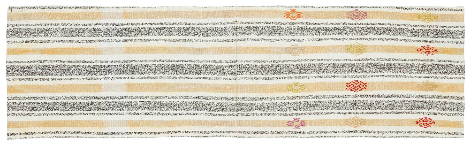 Girit Bej Çizgili Yün El Dokuma Halısı 068 x 235 Apex Unique