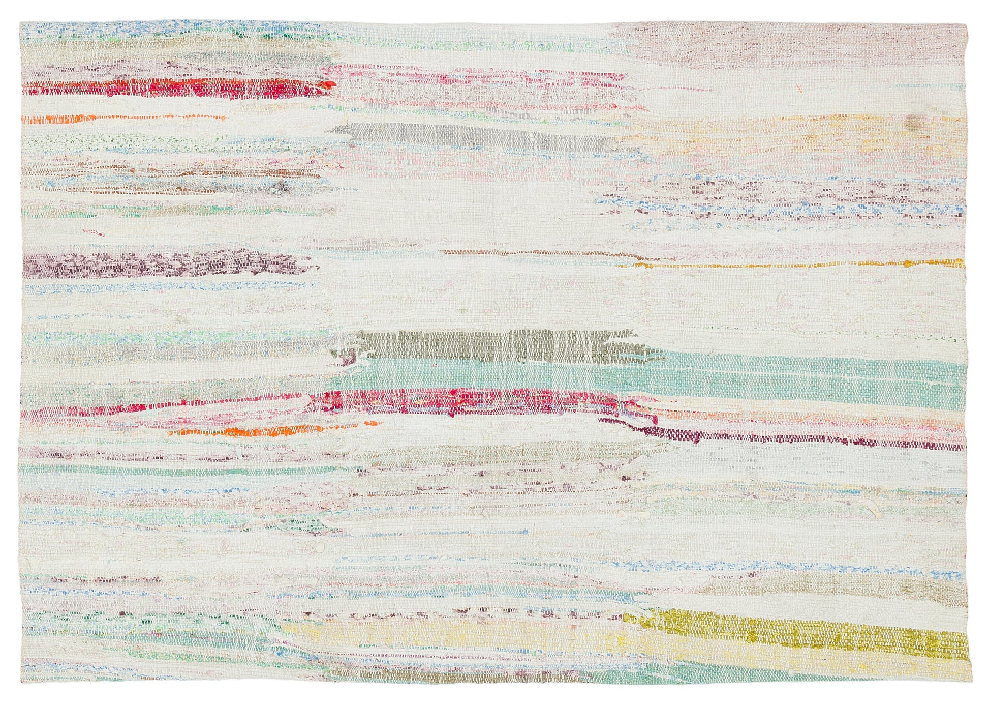 Girit Bej Çizgili Yün El Dokuma Halısı 108 x 155 Apex Unique