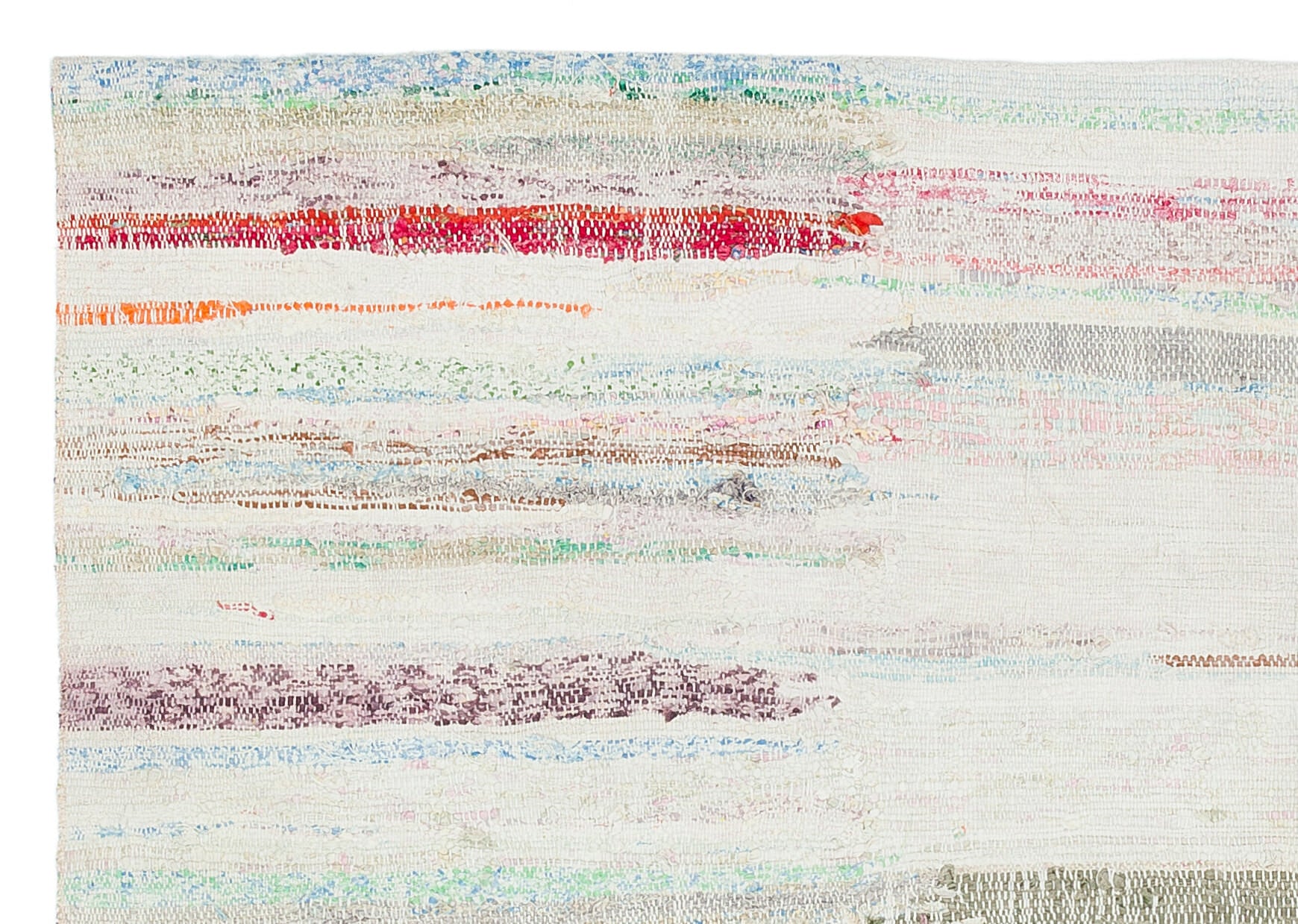 Girit Bej Çizgili Yün El Dokuma Halısı 108 x 155 Apex Unique