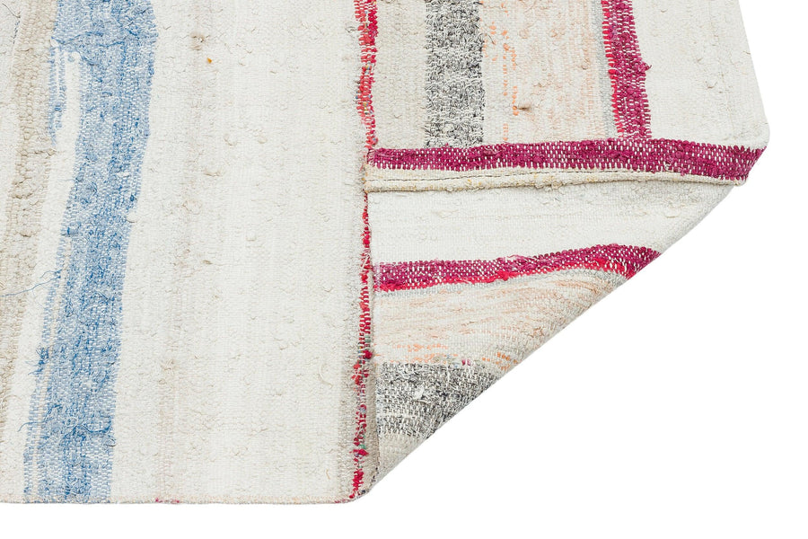 Bej Anadolu Bohem Çizgili Yün Halı 67x181 - Özel Seri