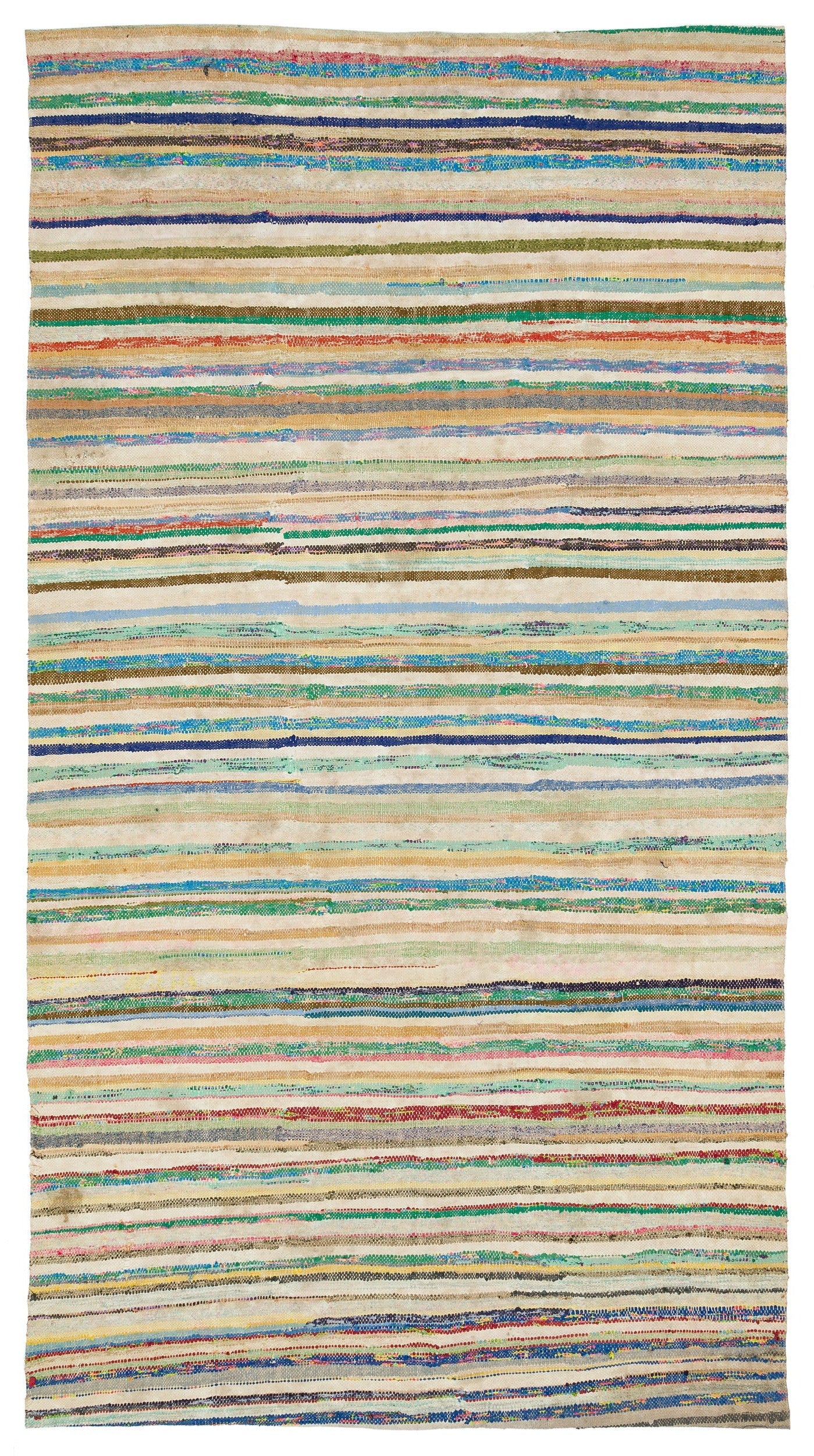 Girit Bej Çizgili Yün El Dokuma Halısı 164 x 306 Apex Unique