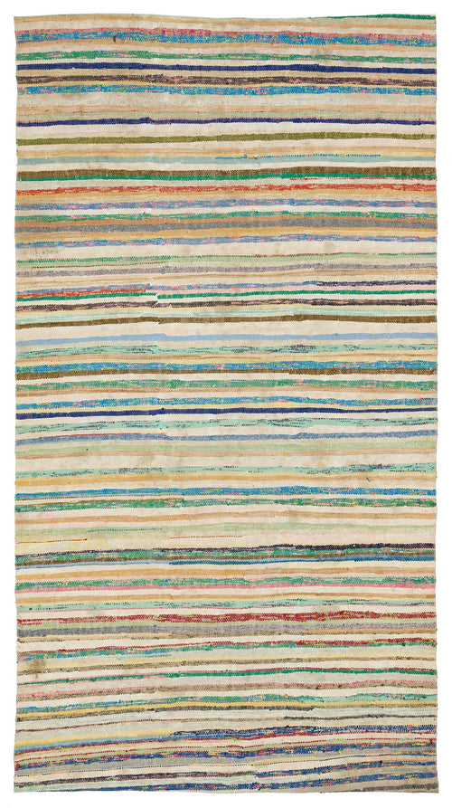 Girit Bej Çizgili Yün El Dokuma Halısı 164 x 306 Apex Unique