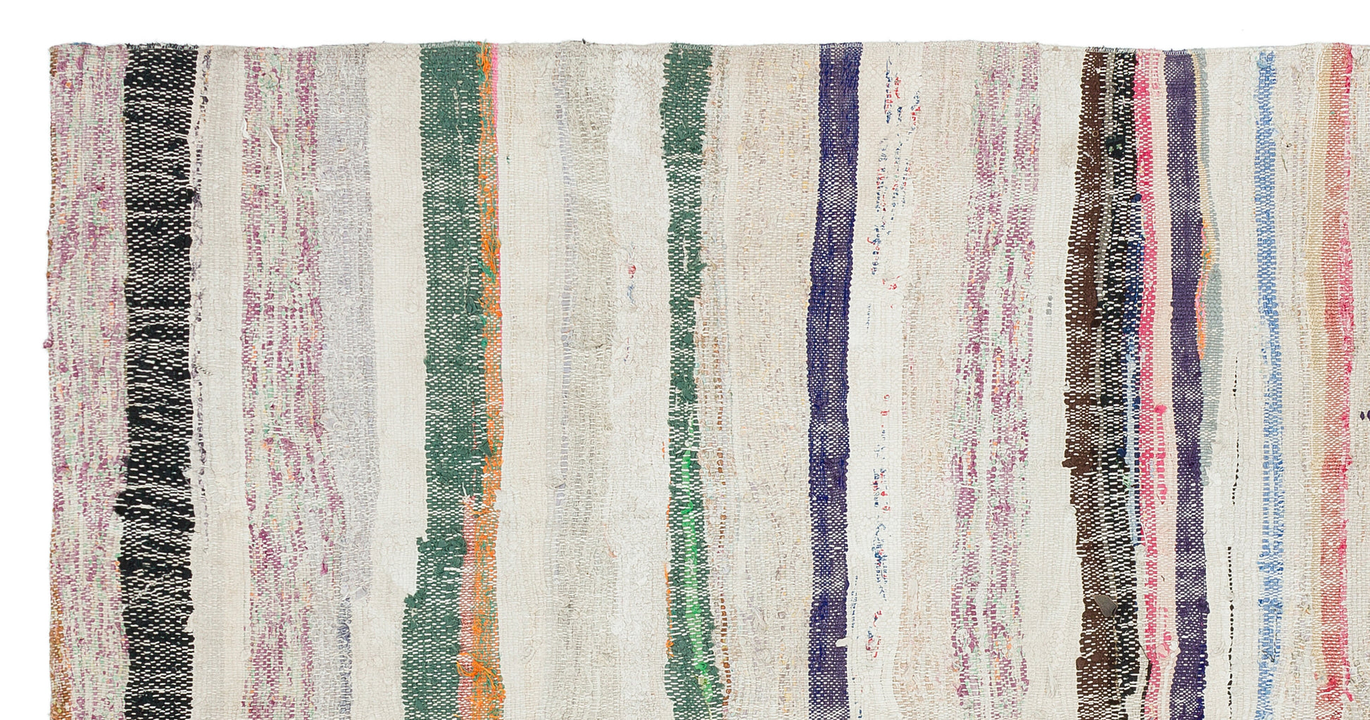 Girit Bej Çizgili Yün El Dokuma Halısı 131 x 265 Apex Unique