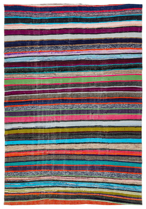 Girit Bej Çizgili Yün El Dokuma Halısı 179 x 261 Apex Unique