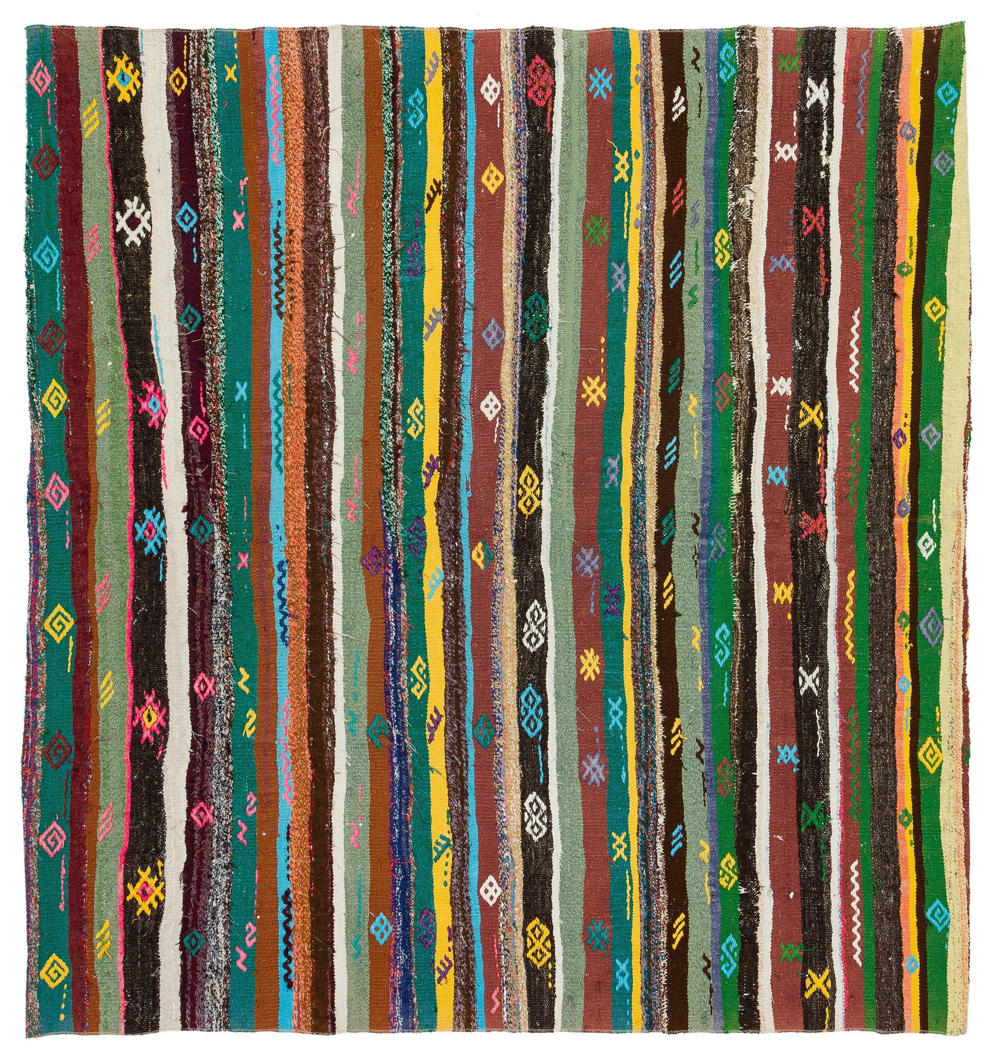 Girit Bej Çizgili Yün El Dokuma Halısı 184 x 173 Apex Unique