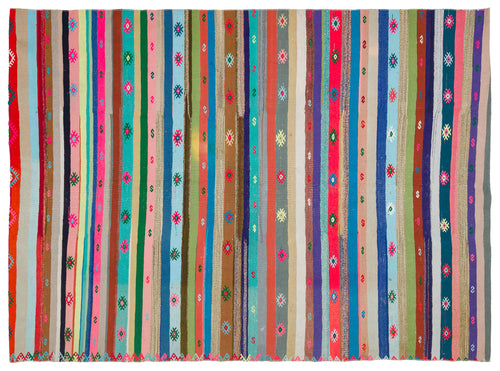 Girit Bej Çizgili Yün El Dokuma Halısı 198 x 268 Apex Unique