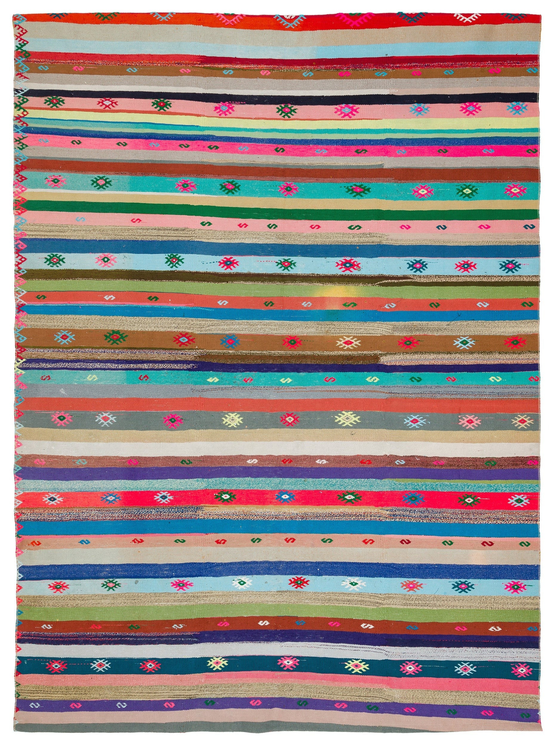 Girit Bej Çizgili Yün El Dokuma Halısı 198 x 268 Apex Unique