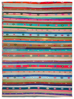 Girit Bej Çizgili Yün El Dokuma Halısı 198 x 268 Apex Unique