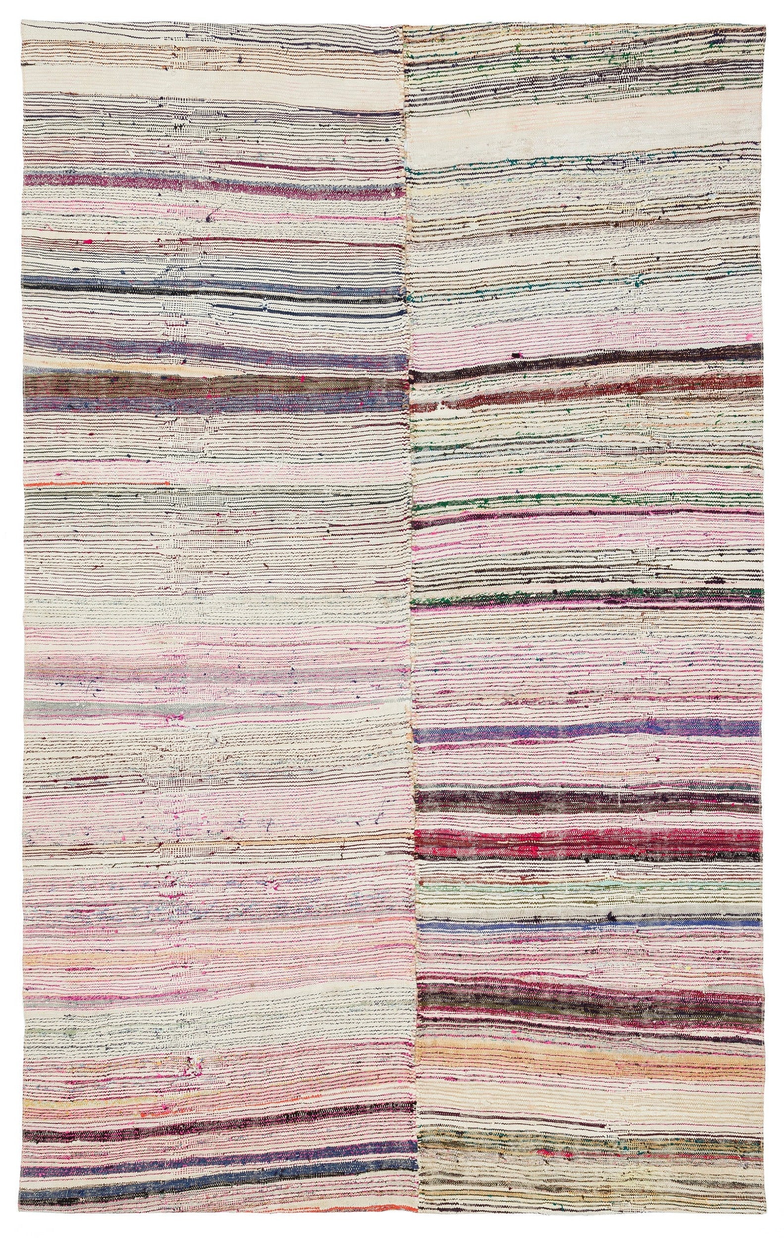 Girit Bej Çizgili Yün El Dokuma Halısı 163 x 263 Apex Unique