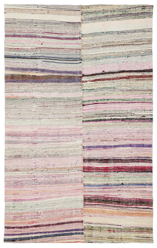 Girit Bej Çizgili Yün El Dokuma Halısı 163 x 263 Apex Unique