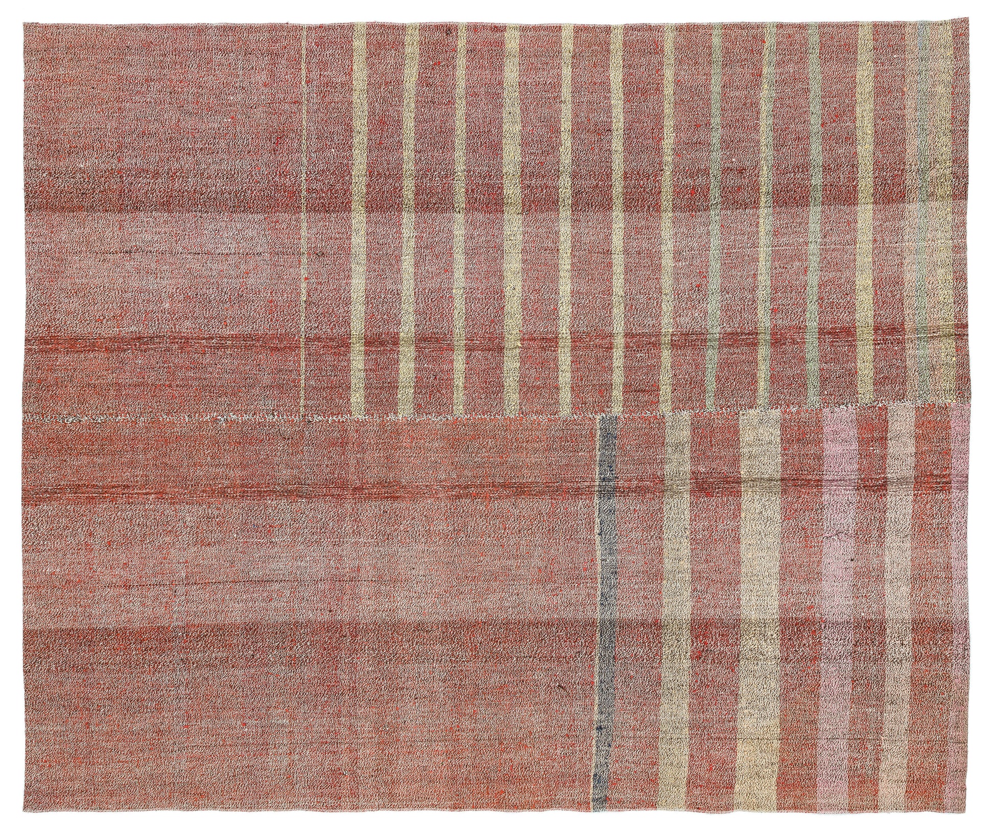 Girit Bej Çizgili Yün El Dokuma Halısı 185 x 222 Apex Unique