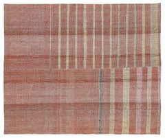 Girit Bej Çizgili Yün El Dokuma Halısı 185 x 222 Apex Unique