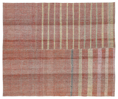 Girit Bej Çizgili Yün El Dokuma Halısı 185 x 222 Apex Unique