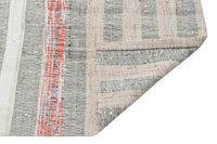 سجادة صوفية منسوجة يدويًا، عرقية ومخططة بالرمادي والبيج، 204x279 cm 37142