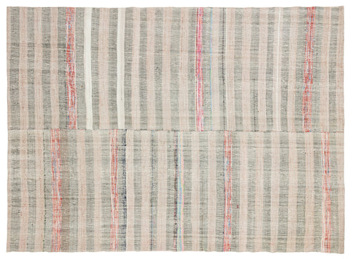 Girit Bej Çizgili Yün El Dokuma Halısı 204 x 279 Apex Unique