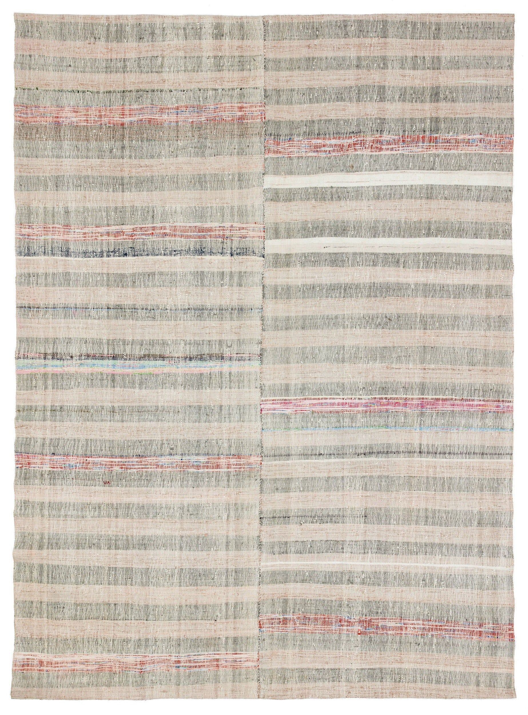 Girit Bej Çizgili Yün El Dokuma Halısı 204 x 279 Apex Unique