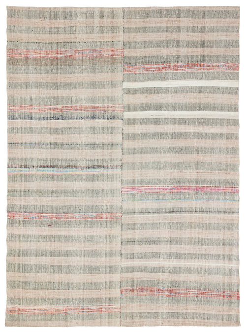 Girit Bej Çizgili Yün El Dokuma Halısı 204 x 279 Apex Unique