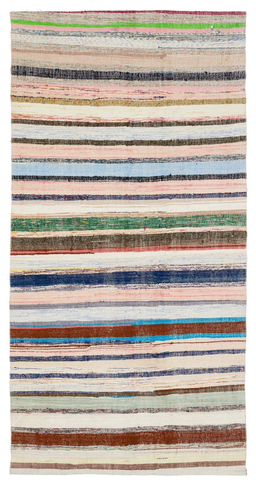 Bunter handgewebter Wollteppich mit Streifen 149x291 cm – im Wohnzimmer