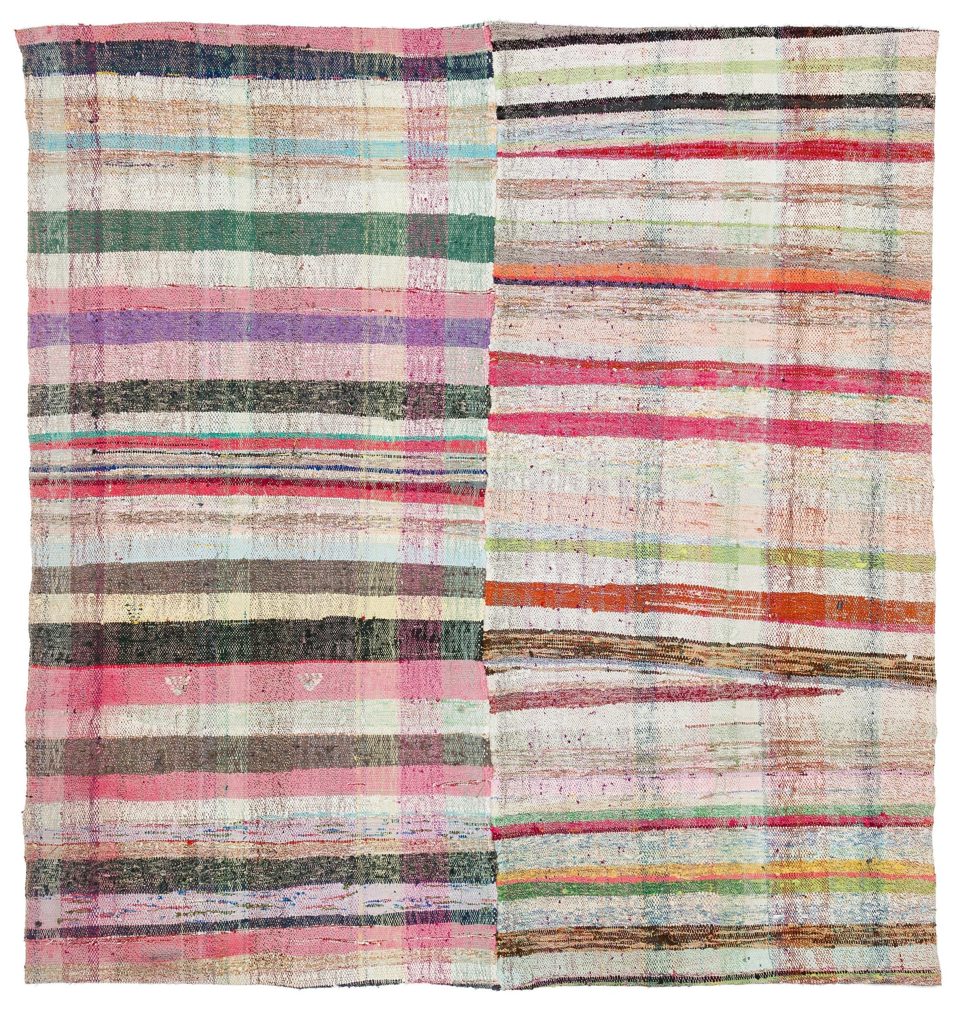 Girit Bej Çizgili Yün El Dokuma Halısı 208 x 219 Apex Unique