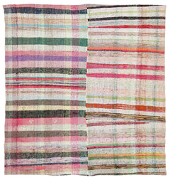 Girit Bej Çizgili Yün El Dokuma Halısı 208 x 219 Apex Unique