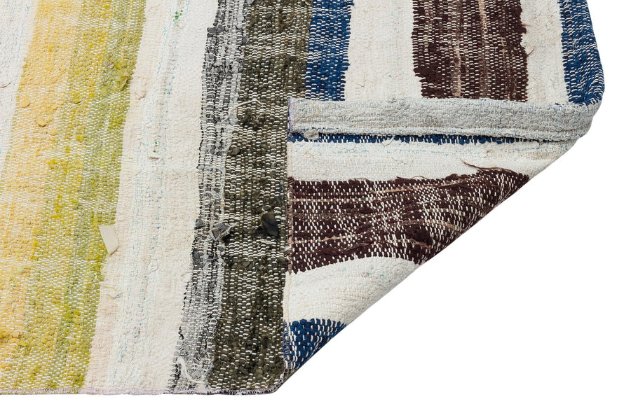 Bej Bohem Çizgili Yün Halı 154x333