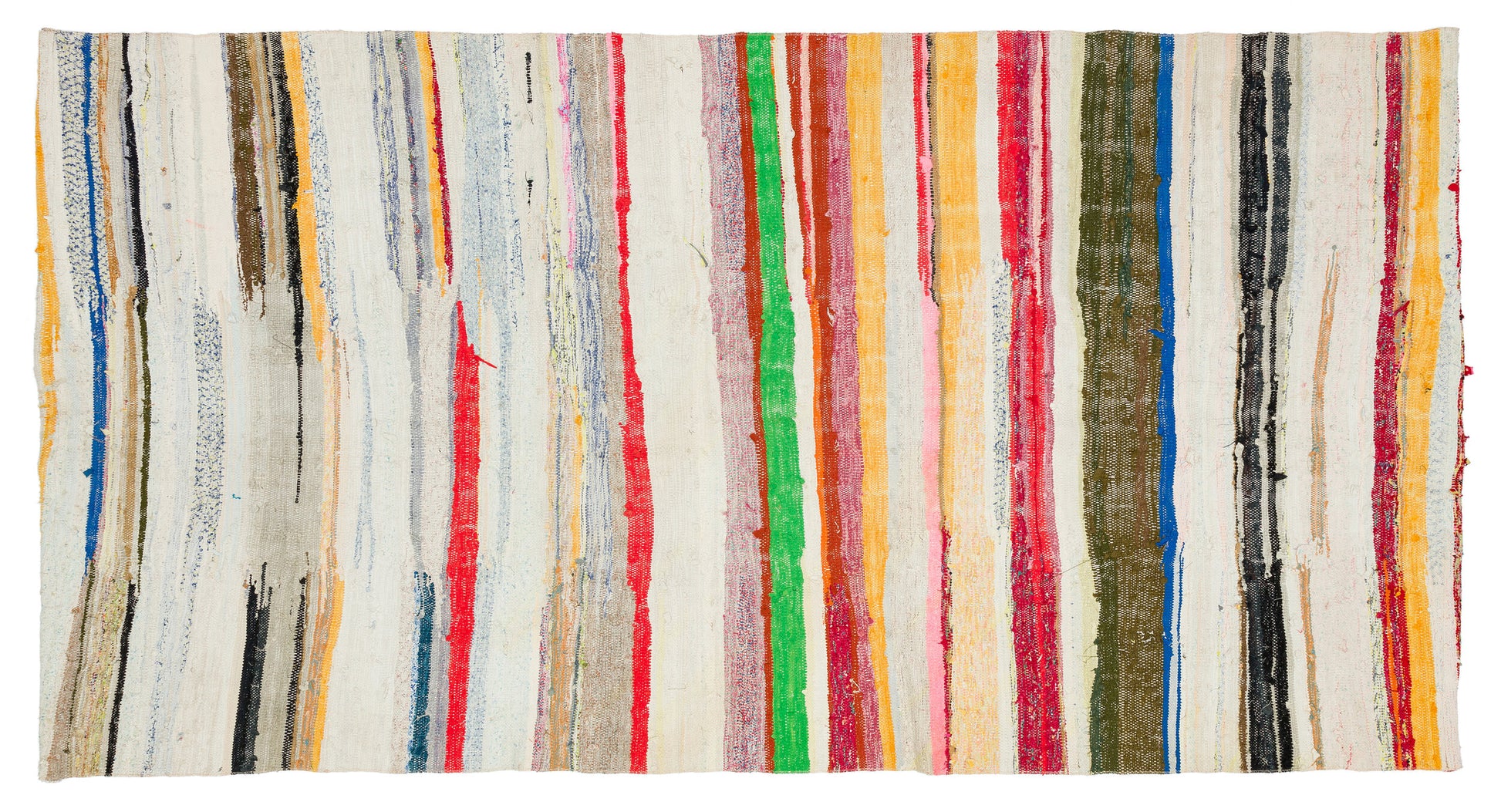 Girit Bej Çizgili Yün El Dokuma Halısı 155 x 295 Apex Unique