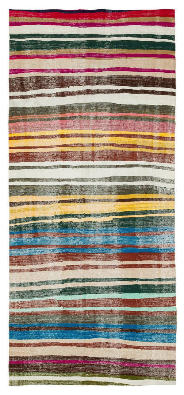 Bej Anadolu Bohem Geometrik Yün Halı 148x330 - Özel Seri