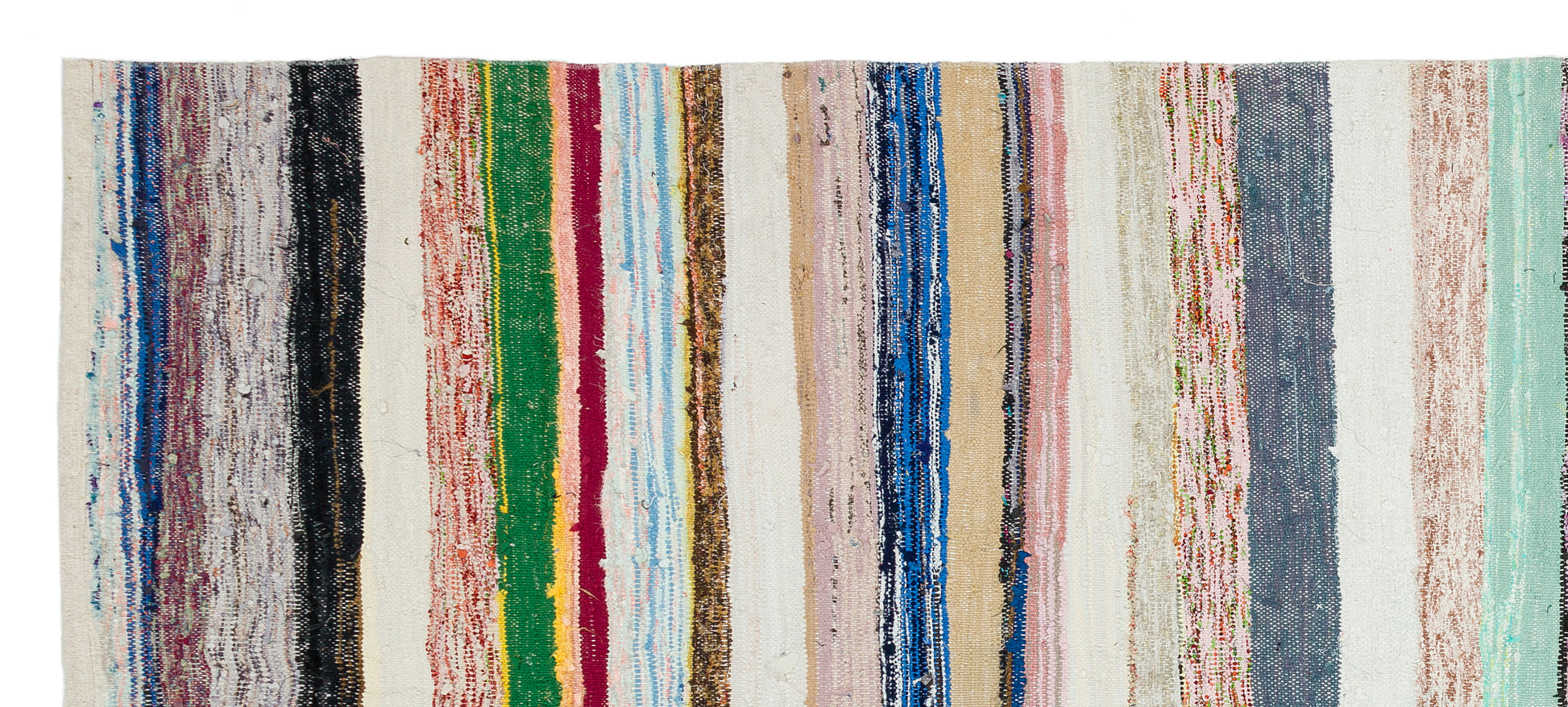 Girit Bej Çizgili Yün El Dokuma Halısı 144 x 332 Apex Unique