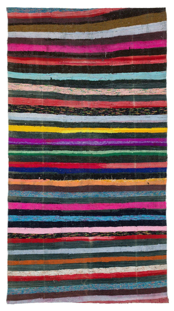 Bej Bohem Çizgili Yün Halı 162x302