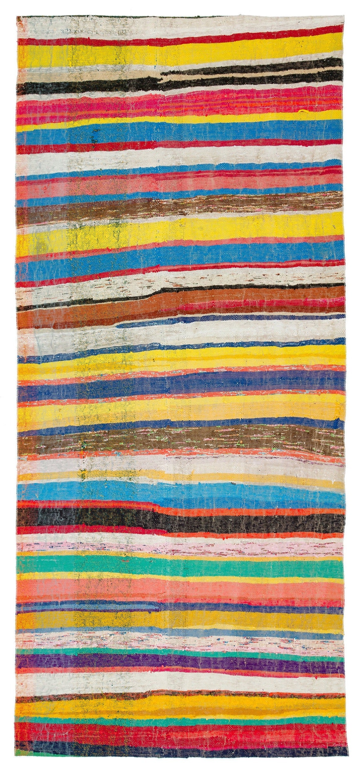 Girit Bej Çizgili Yün El Dokuma Halısı 148 x 332 Apex Unique