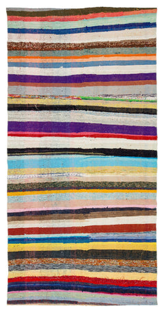 Girit Bej Çizgili Yün El Dokuma Halısı 162 x 320 Apex Unique