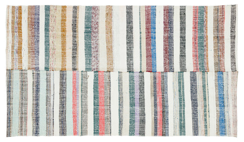 Girit Bej Çizgili Yün El Dokuma Halısı 160 x 283 Apex Unique