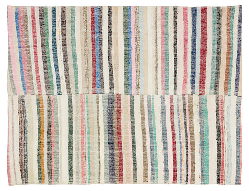 Girit Bej Çizgili Yün El Dokuma Halısı 188 x 253 Apex Unique