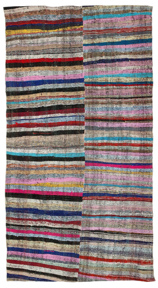 Bej Bohem Çizgili Yün Halı 166x306