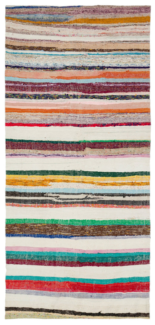 Girit Bej Çizgili Yün El Dokuma Halısı 152 x 327 Apex Unique