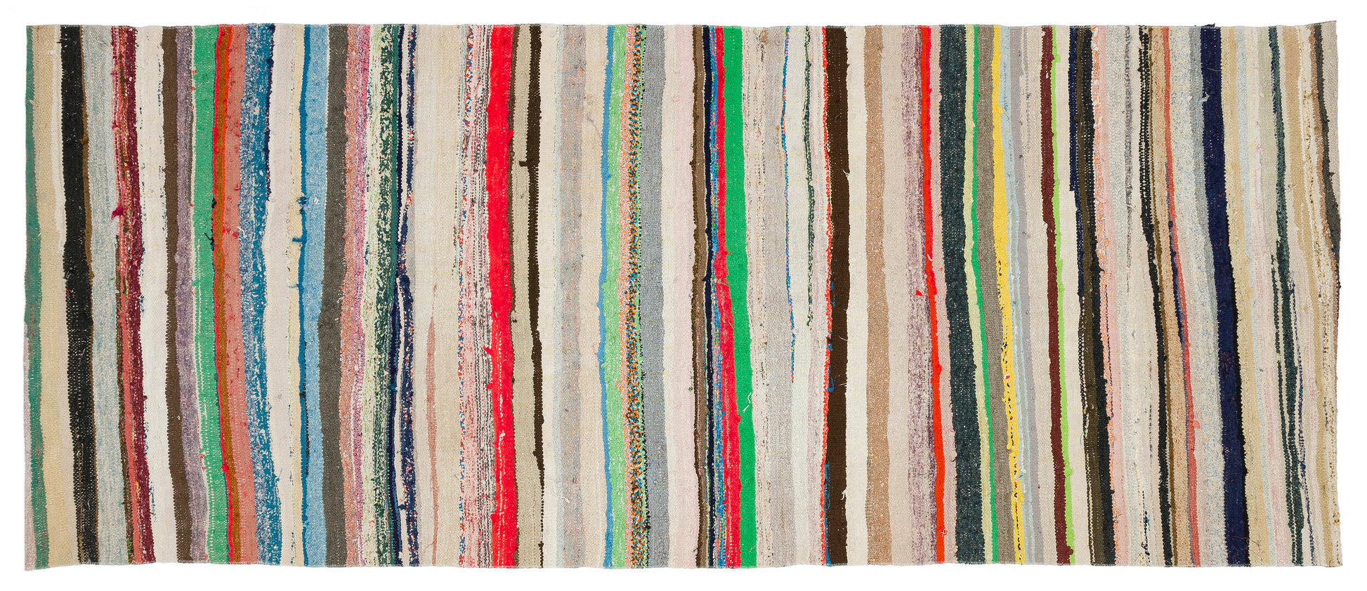 Girit Bej Çizgili Yün El Dokuma Halısı 128 x 316 Apex Unique