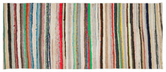 Girit Bej Çizgili Yün El Dokuma Halısı 128 x 316 Apex Unique