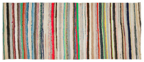 Girit Bej Çizgili Yün El Dokuma Halısı 128 x 316 Apex Unique