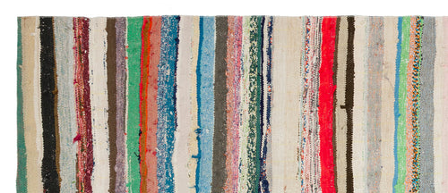 Girit Bej Çizgili Yün El Dokuma Halısı 128 x 316 Apex Unique