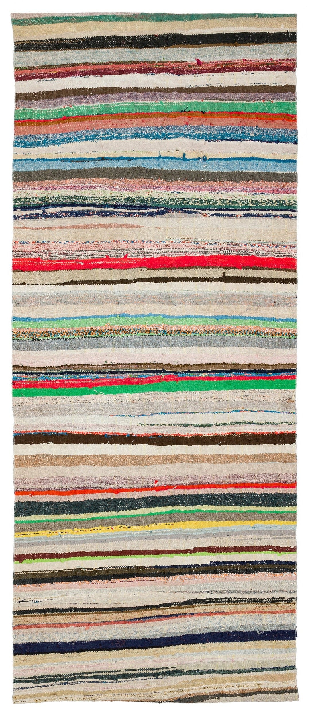 Girit Bej Çizgili Yün El Dokuma Halısı 128 x 316 Apex Unique