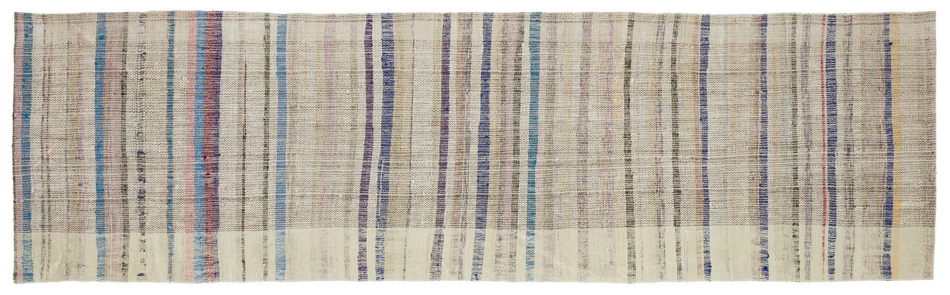 Girit Bej Çizgili Yün El Dokuma Halısı 094 x 325 Apex Unique