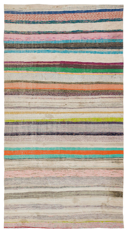 Girit Bej Çizgili Yün El Dokuma Halısı 157 x 292 Apex Unique