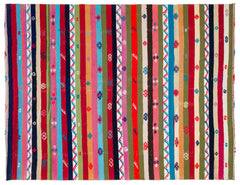 Girit Bej Çizgili Yün El Dokuma Halısı 191 x 247 Apex Unique